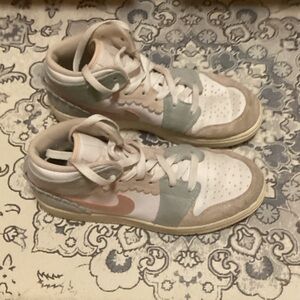 (SIZE 5 WOMENS)(CUSTOMIZED)Women Sneakers in Soft Pink,Light Sea Green,and Cream